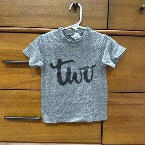Gray Kids T-Shirt with 'Two' Print, Size 3T